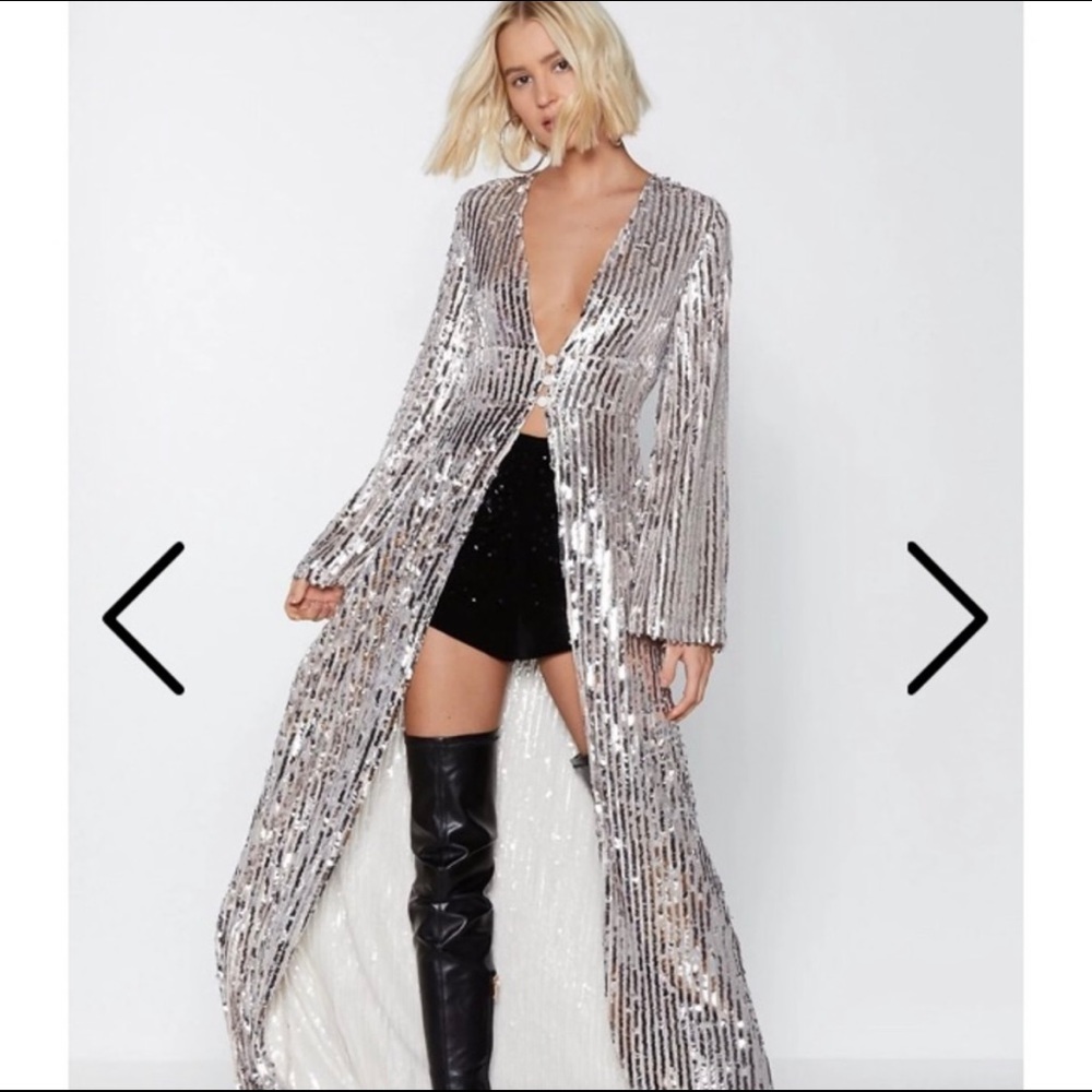 Nasty Gal Studio Longline At The Bar Sequin Duster ⭐️